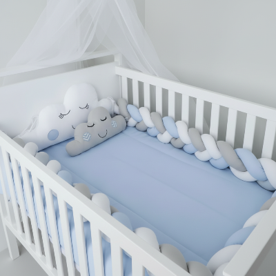 tresse de lit bleu blanc