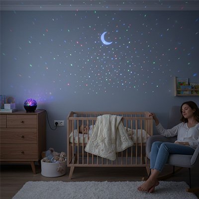 Veilleuse projection lune étoilée